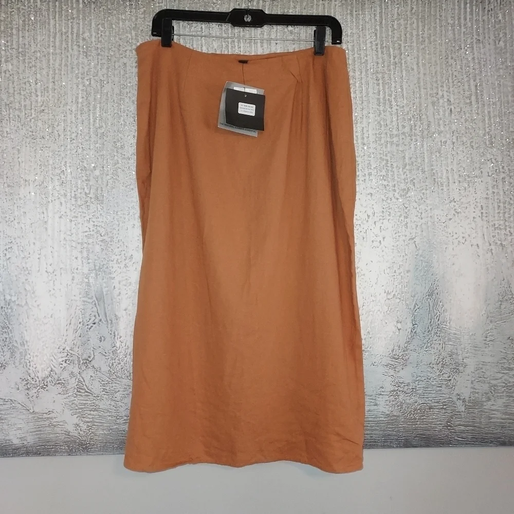 Marc New York Pecan Brown Linen Blend Skirt